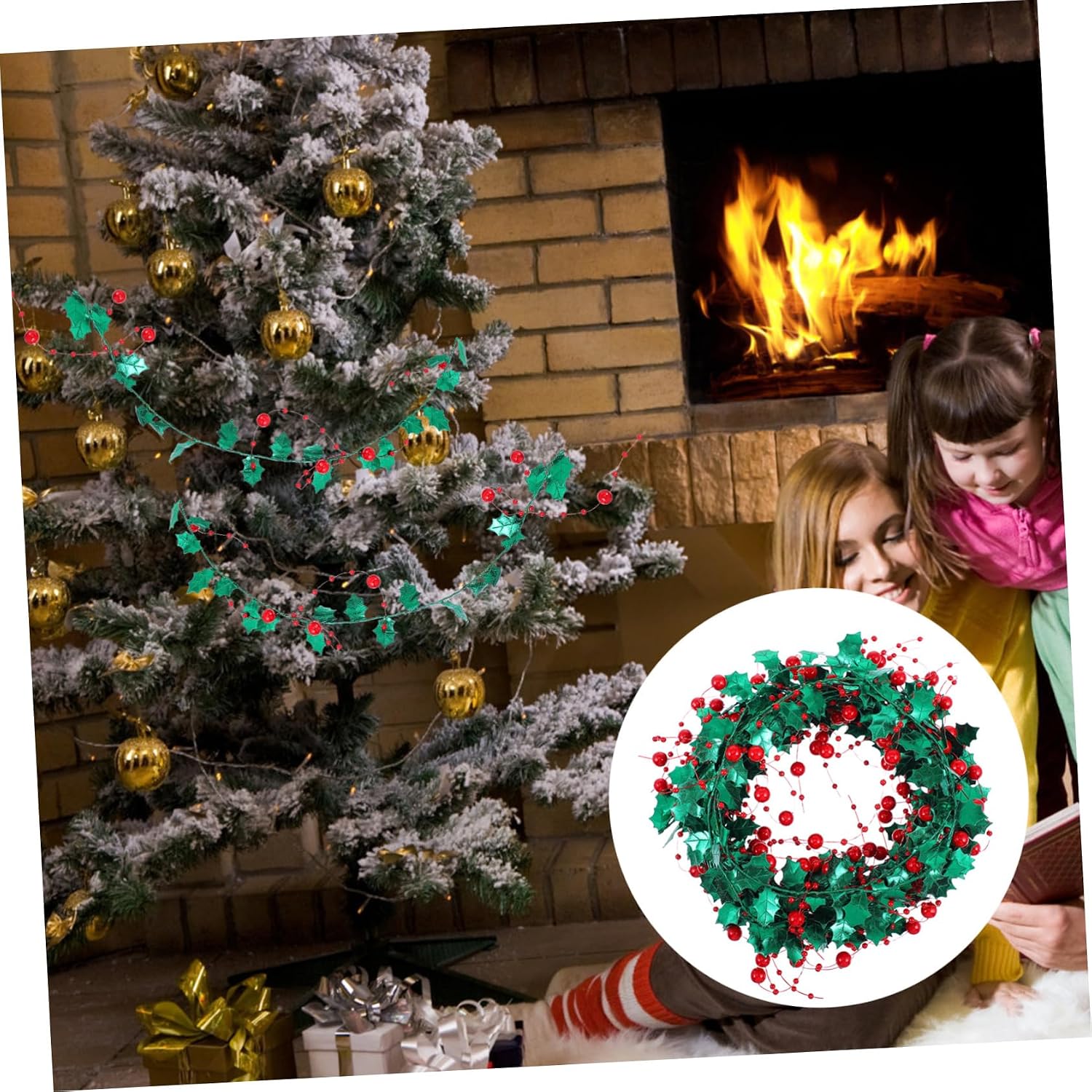 VALICLUD 1Roll Berry Wire Garland Tinsel Christmas Decoration for DIY Crafts Indoor Outdoor Use for Tree Ornaments Present Wrapping and Festive
