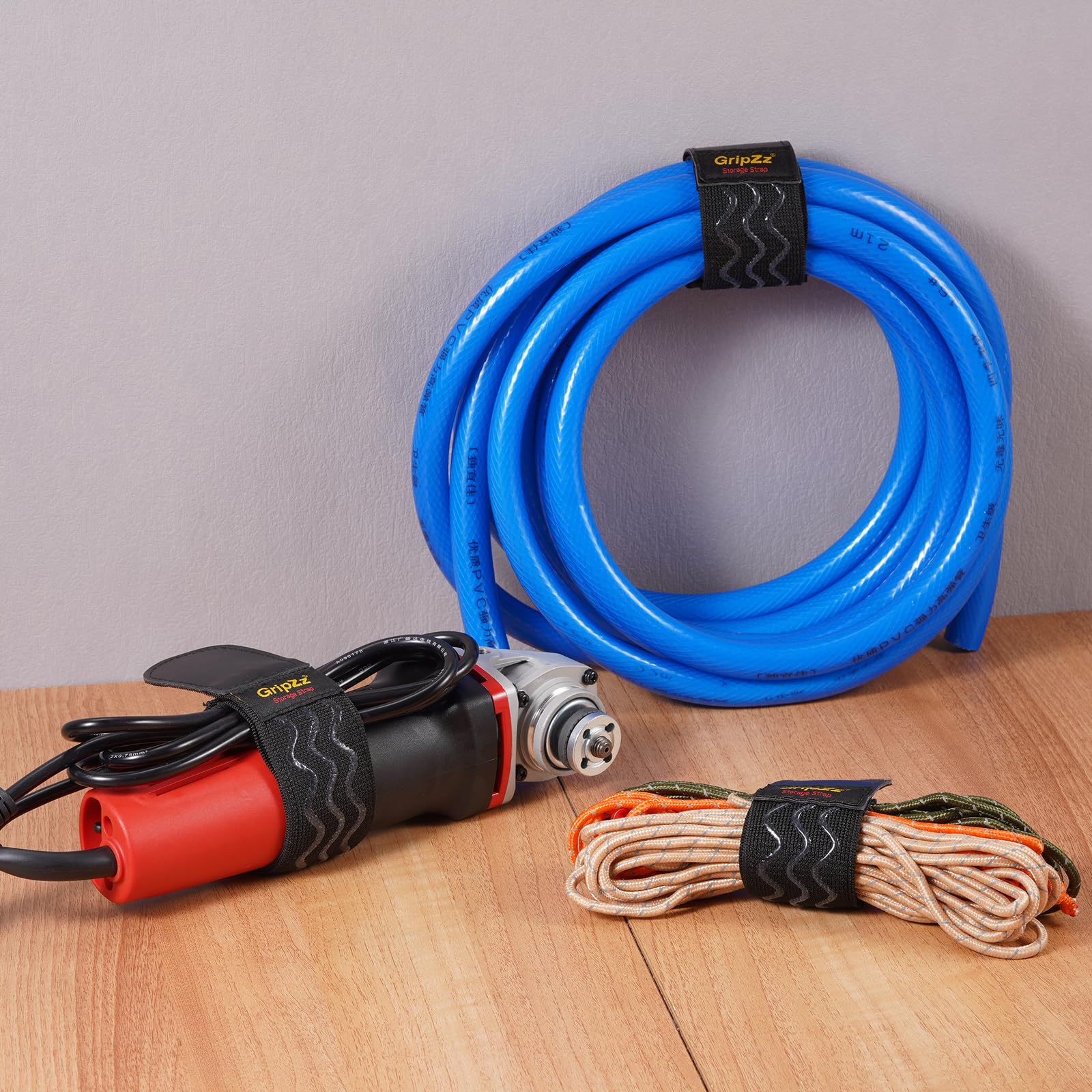 Cinturini Elastici con Chiusure a Strappo, 3 Misure (61/46/30cm x 5cm), Organizzatore di Cavi e Attrezzi per Casa, Officina e Garage