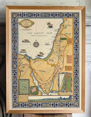 Miniatura 10 de 1928 Mapa de Tierra Santa - Póster decorativo de pared sin marco de Palestina Israel, historia antigua, regalos cristianos, carteles bíblicos