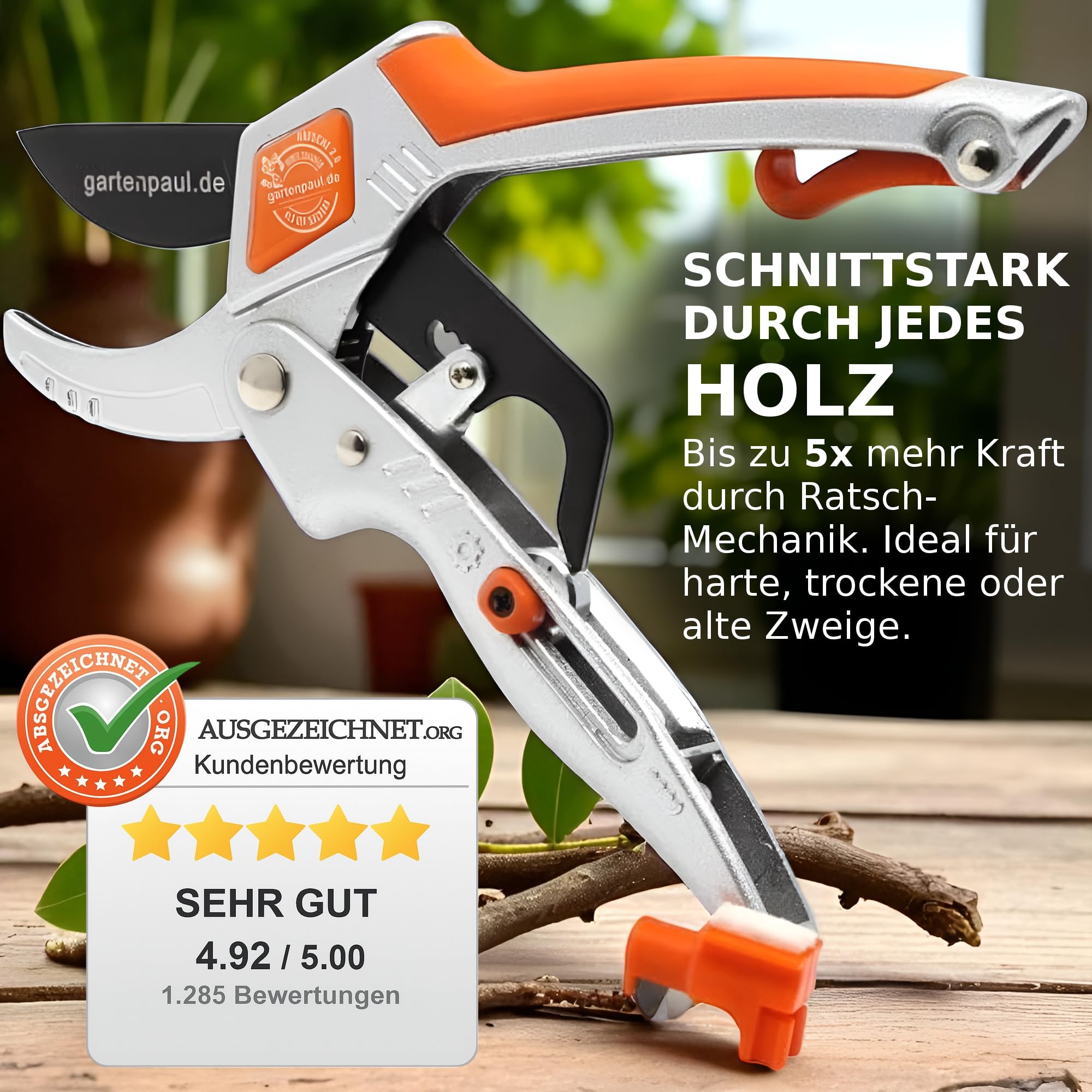 Gartenscheren Set, klein & groß Profi Hybrid Bypass-Gartenschere, Ratsche 2.0 mit zwei Antrieben + Ladyschere für kleine Hände, Ratschen Gartenwerkzeug Pflanzenschere Blumenschere