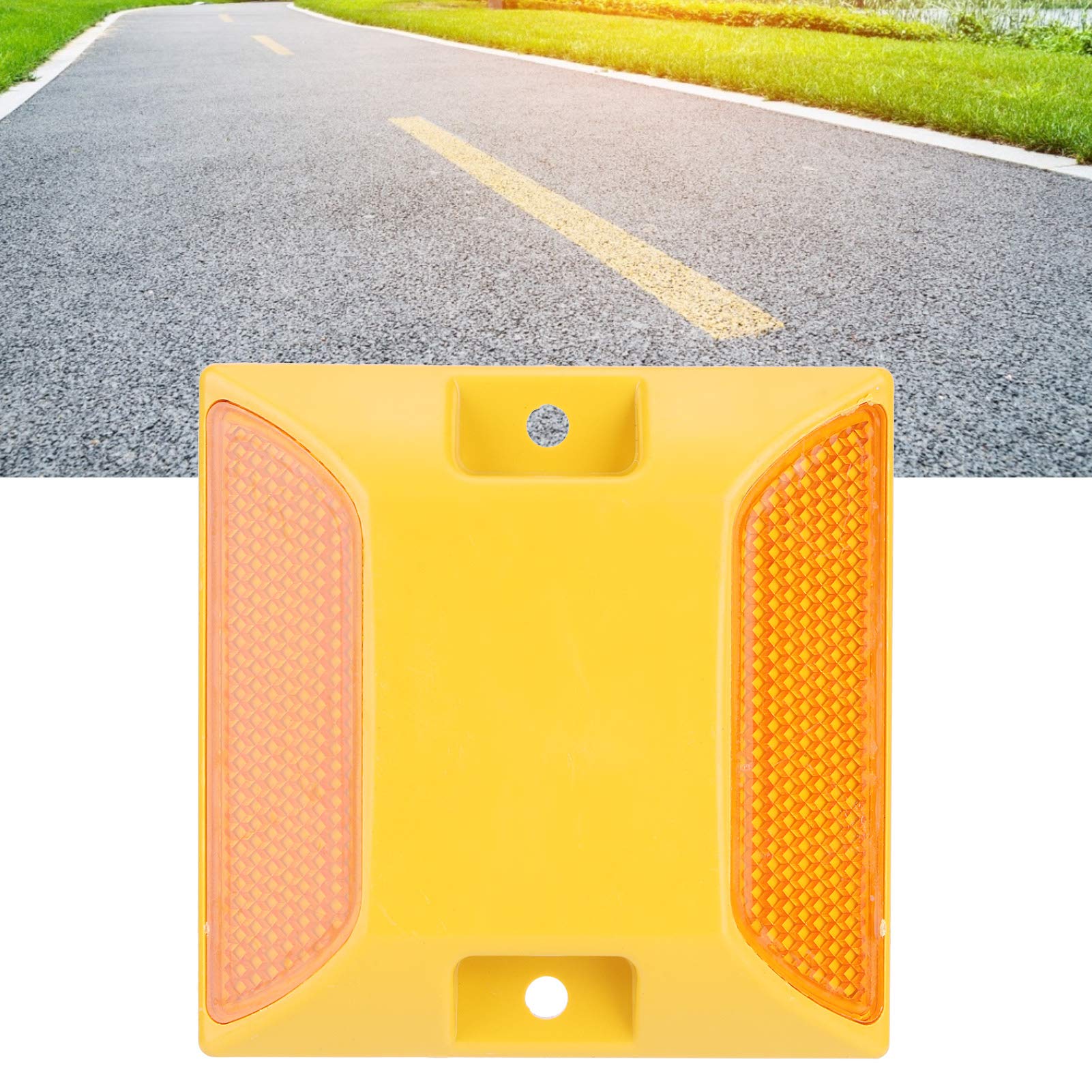 Tomotato 6 Pack Road Reflectors, 3.7X 3.7 inch Commercial Reflective Road Pavement Marker Reflective Road Driveway Marker Street Pavement Asphalt Stud Markers for Speeds Bumps, Sidewalks