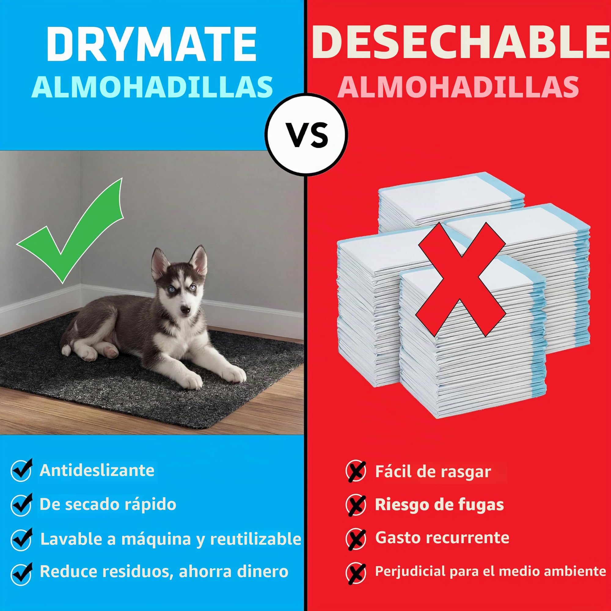 Drymate Tapete para corralito para Perros, Absorbente, Impermeable, Antideslizante, Lavable a máquina, tamaño XL (60 x 74 Pulgadas), Almohadilla Reutilizable para Cachorros para Entrenamiento, Parto,