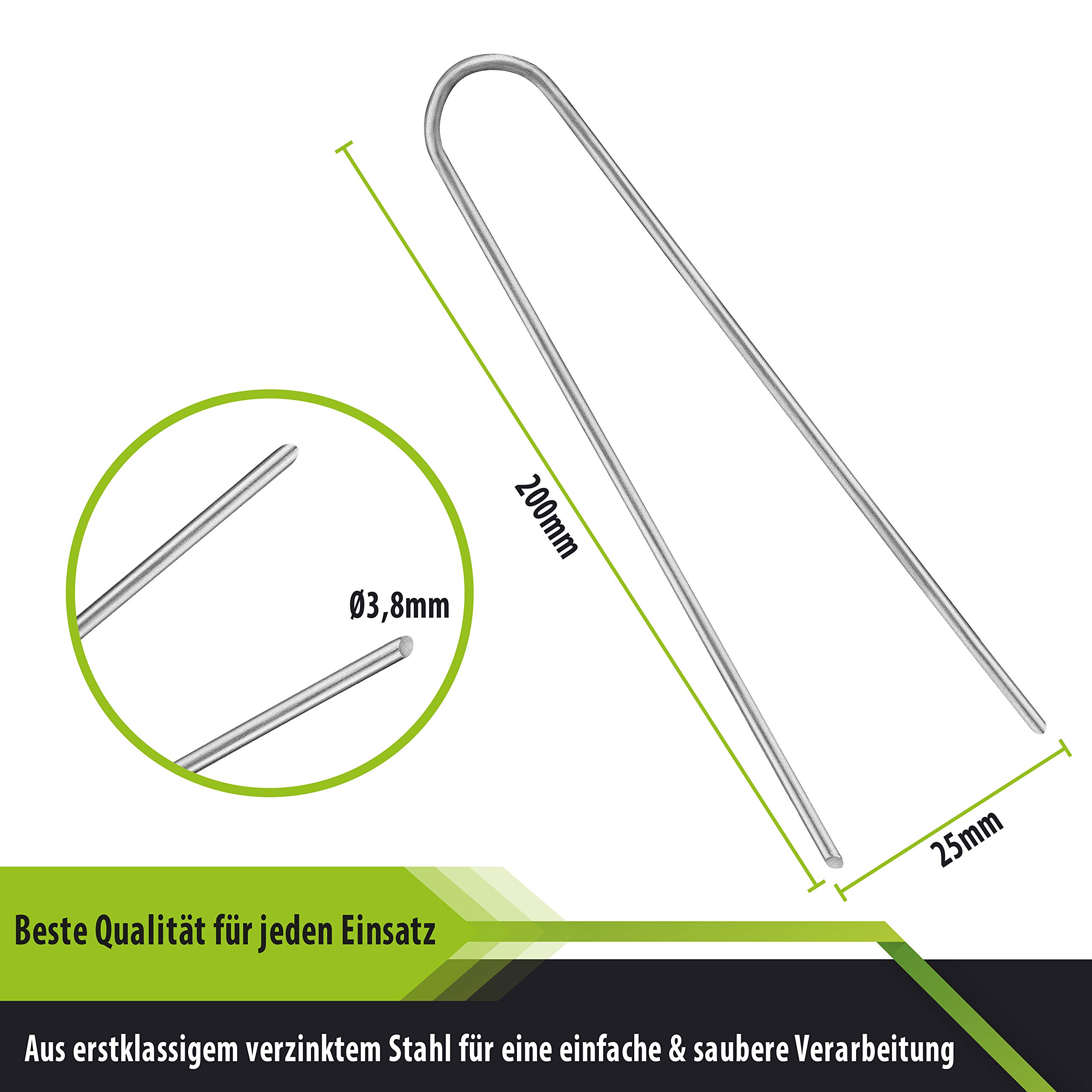 Balinco 250x Piquets de Tente Anti-Rouille - tête Ronde|ancrages dans Le Sol Fixation au Sol | piquets |Sardines | ancrage de Sol en Acier galvanisé pour la Fixation du Non-tissé de Mauvaises Herbes