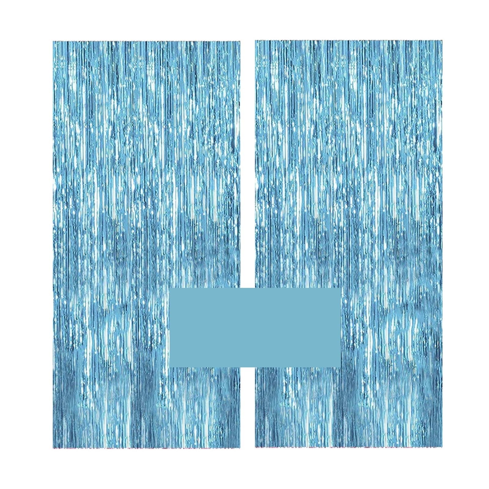 Paquete de 18 cortinas papel aluminio, con flecos brillantes, plateado, negro, dorado, rosa y, decoraciones fondo for fiesta boda cumpleaños Para Hogar(Blue)