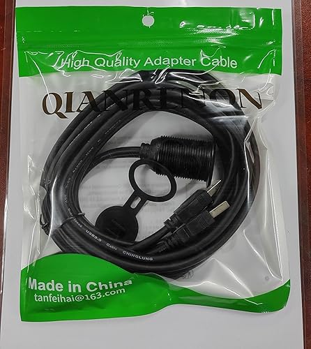 Miniatura 8 de QIANRENON USB3.0 y HDMI - Cable impermeable para automóvil, USB3.0+HDMI 1.4 roscado, cable de extensión de datos de montaje fijo, luz LED, carcasa