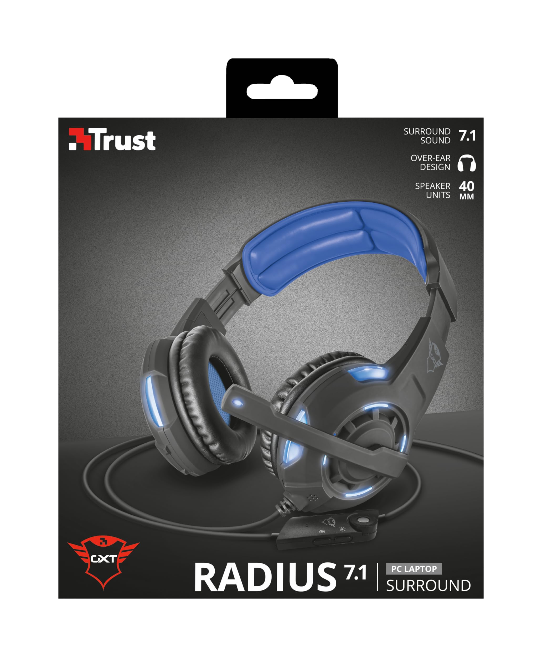 Trust GXT 350 Radius - Auriculares Gaming con conexión USB, Surround 7.1, Color Negro