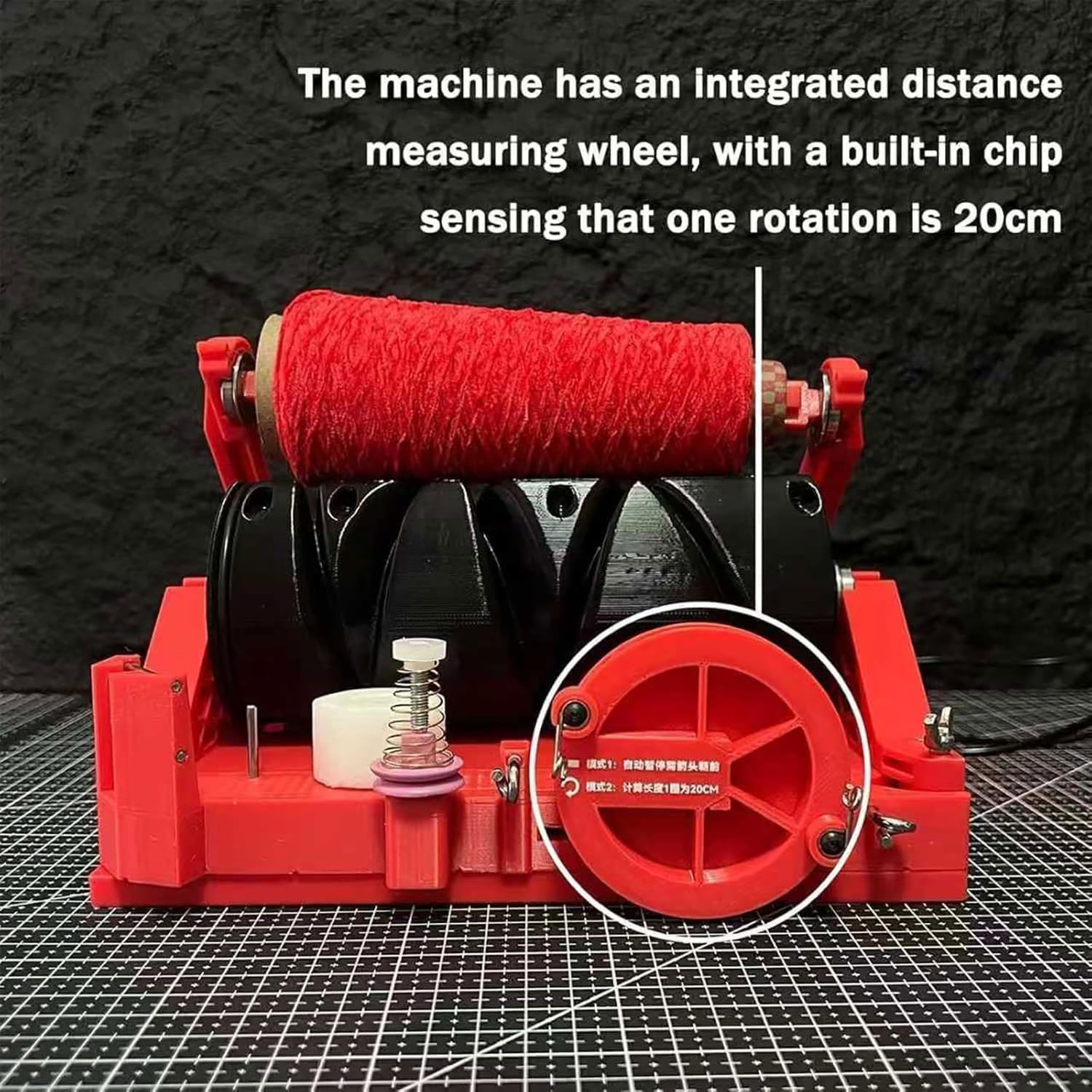 Avvolgitrice automatica, capacità massima di misurazione 20.000 m, filatore elettrico con display digitale, rilevatore di lunghezza integrato, per casa, fai da te, fabbrica, mulino tessile