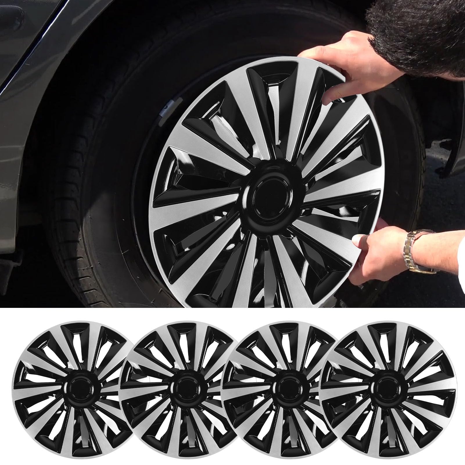 Capuchon de Moyeu D'enjoliveur de Roue de 15 Pouces, Accessoires Décoratifs de Roue de Capuchon de Jante de Voiture ABS pour Toutes Les Jantes en Acier de 15 Pouces