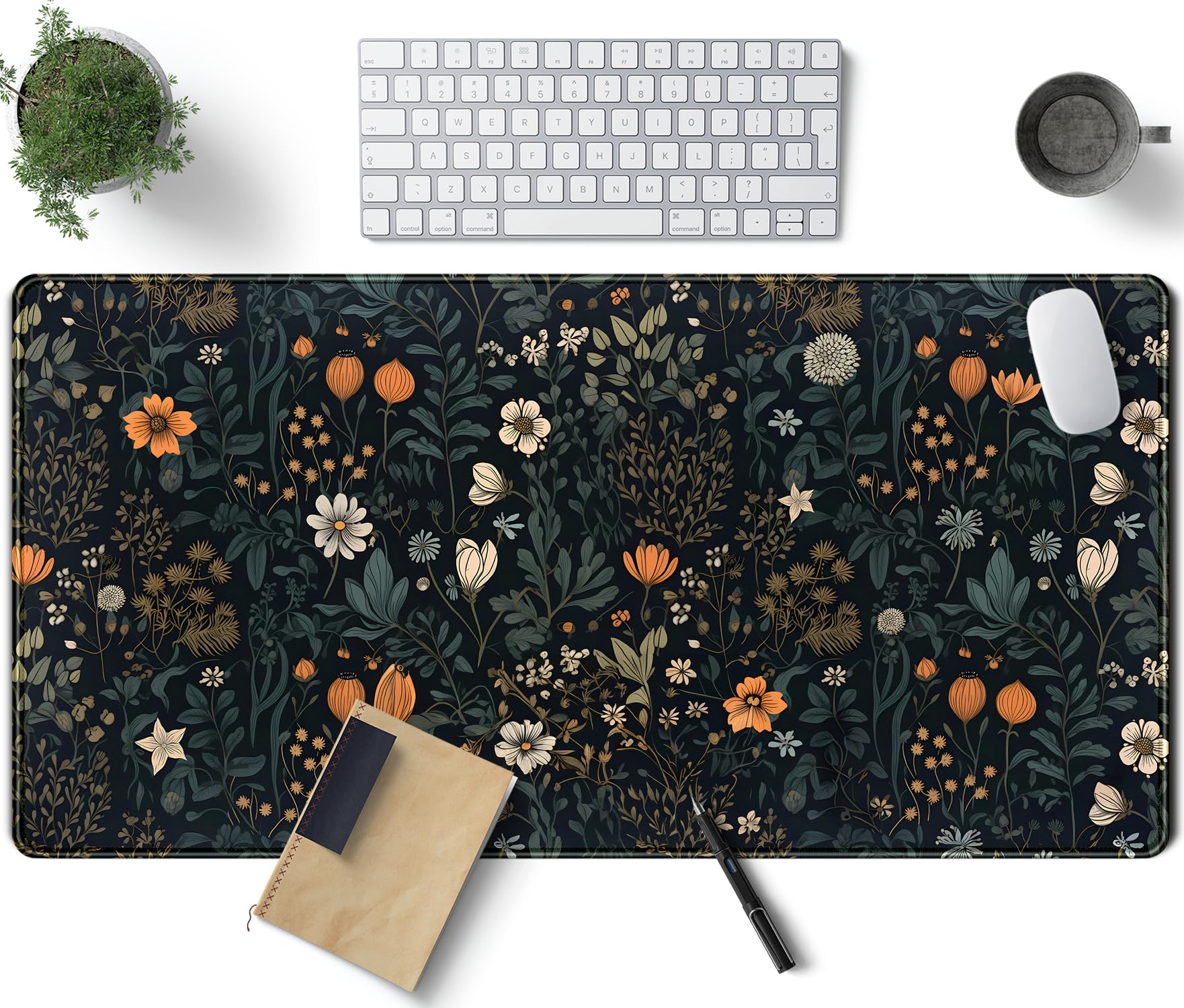 Cute Dark Floral Desk Mat