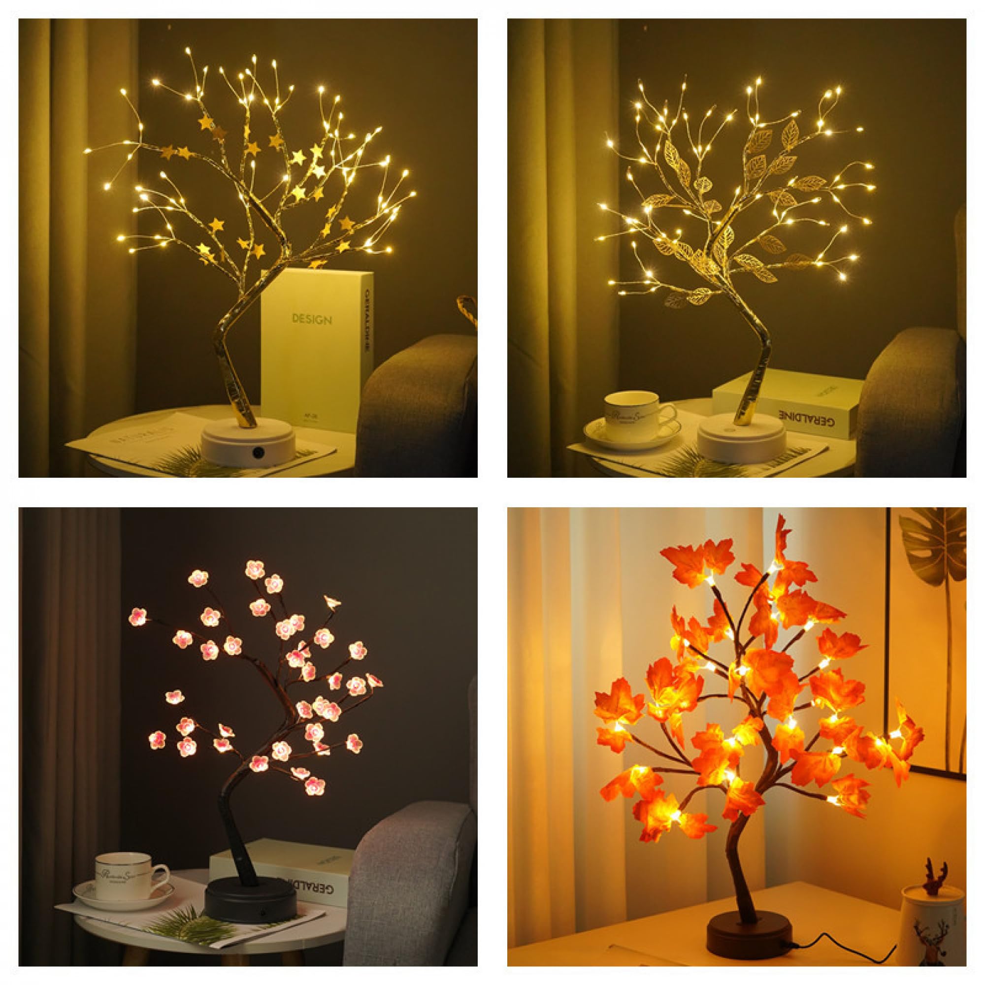 Lampa dekoracyjna LED Bonsai zasilana przez USB i baterie, do sypialni