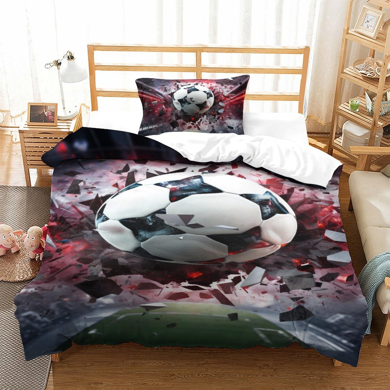 Parure de lit enfant 135x200 cm avec housse de couette et 2 taies d'oreiller unies
