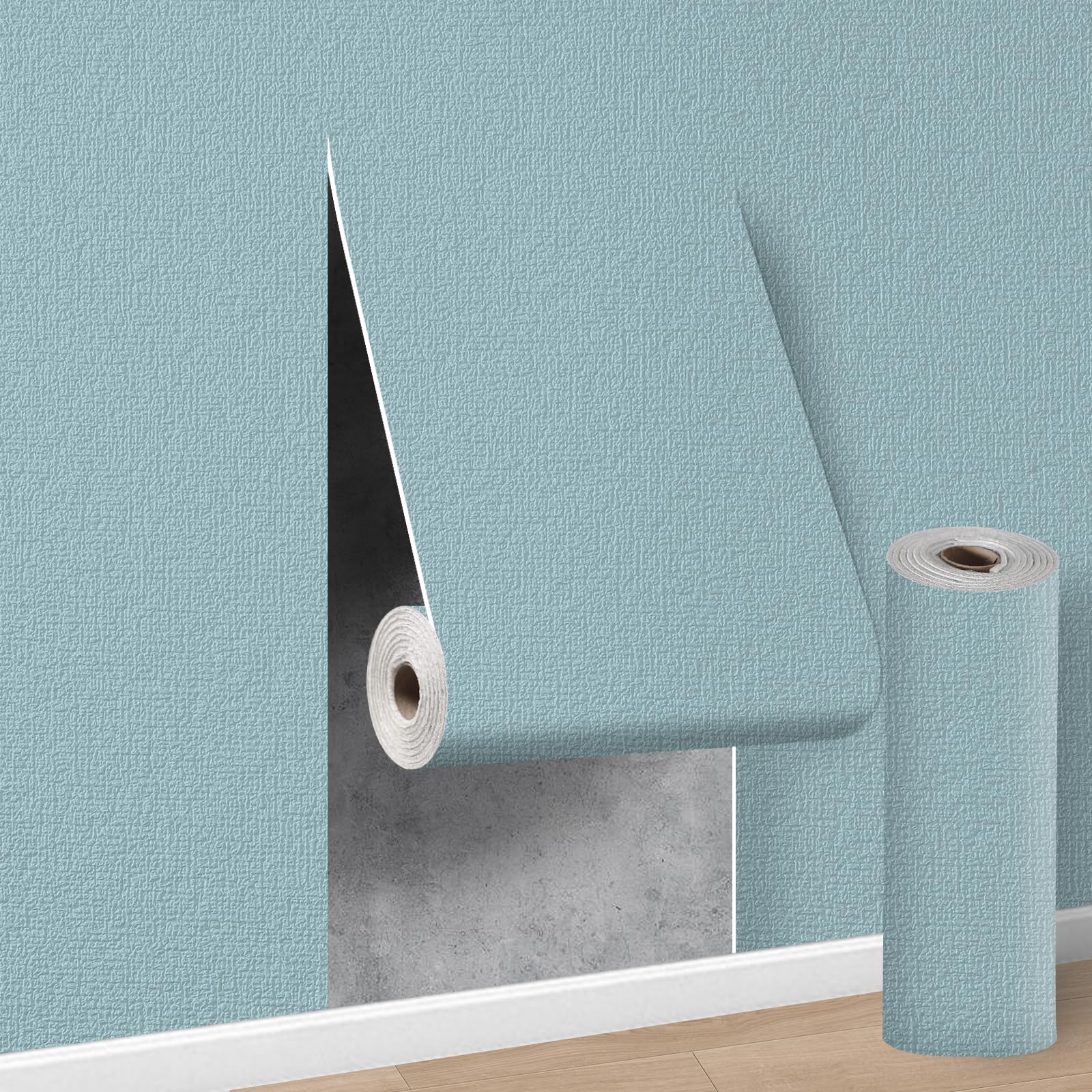 Cathpetic Blue Self Adhesive Thermal Wallpaper,Peel and Stick Wall Panels 2 Roll=30 sq.ft,3mm Thick Waterproof Insulating Wall Paper for Kitchen,Living Room,Bedroom,Thermal Wallpaper for Cold Walls