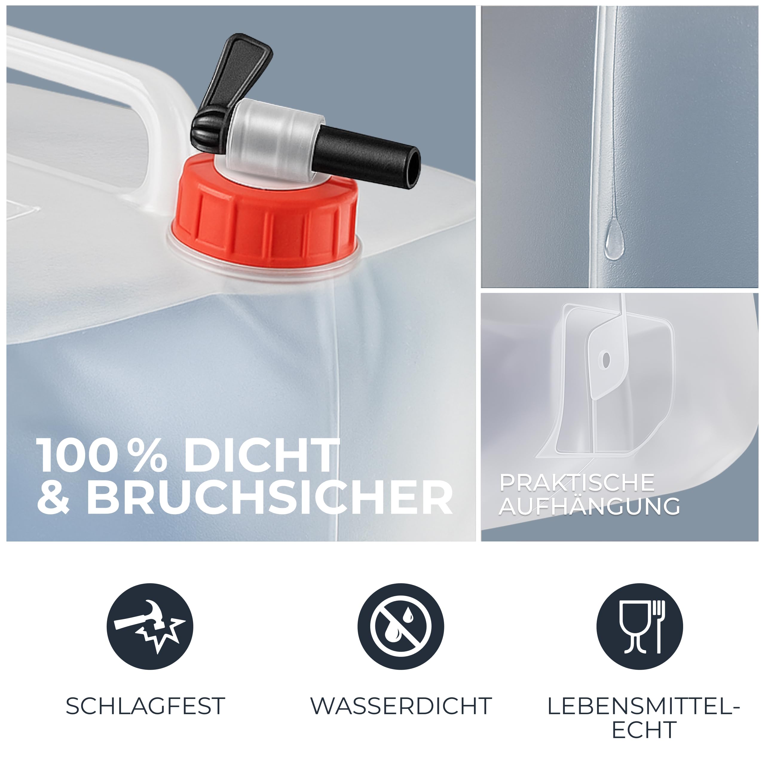 4 Stück 10L Faltbarer Wasserkanister mit Hahn - BPA-Frei & Lebensmittelecht I Outdoor Camping Wasserbehälter faltbar Trinkwasserkanister Faltkanister Trinkwasser Water Kanister 10l 10 Liter