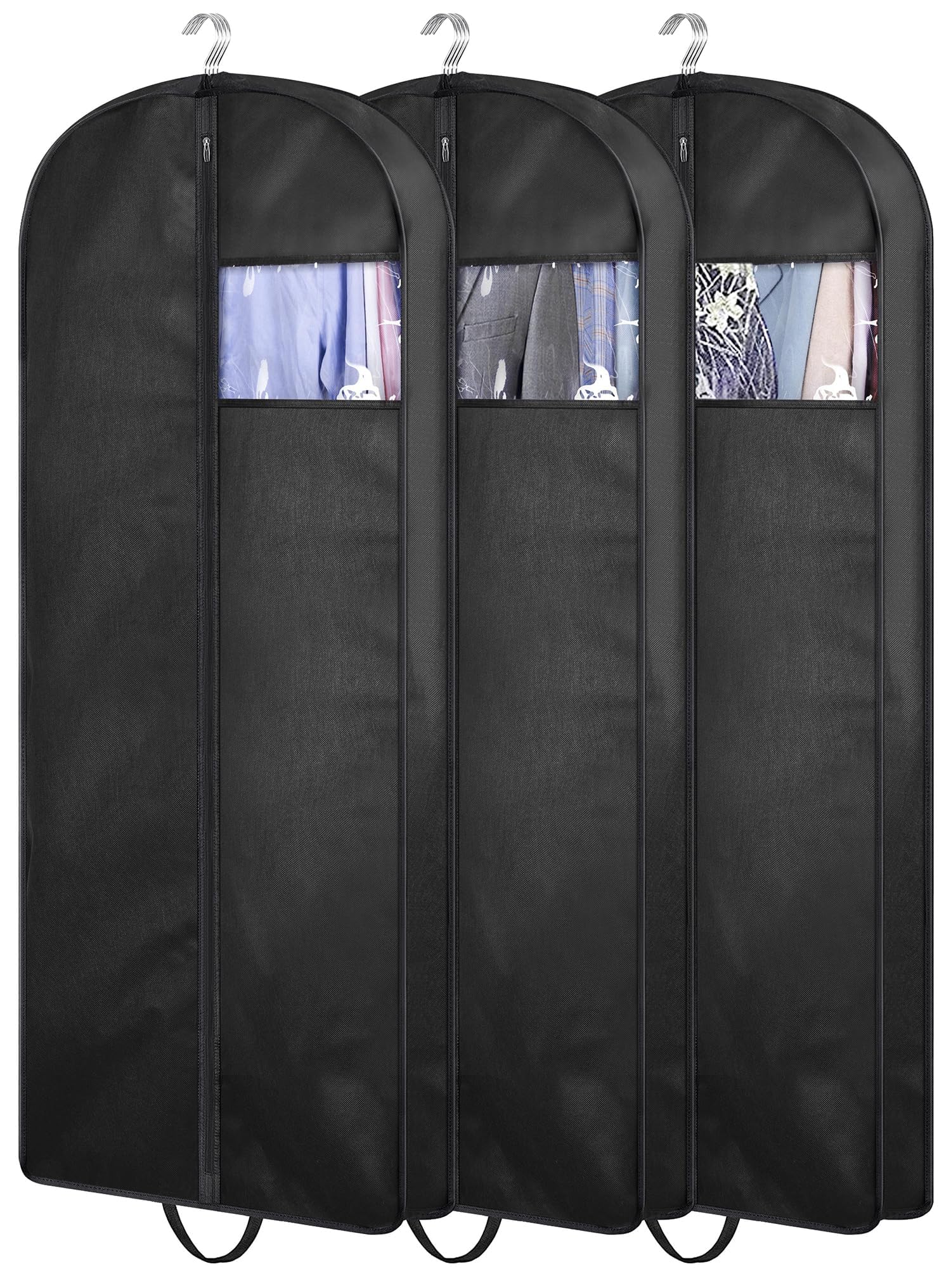 KIMBORAKIMBORA 54" Suit Bags for Closet Storage and Travel, Gusseted Hanging Garment Bags for Men Suit Cover With Handles for Clothes, Coats, Jackets, Shirts (3 Packs)