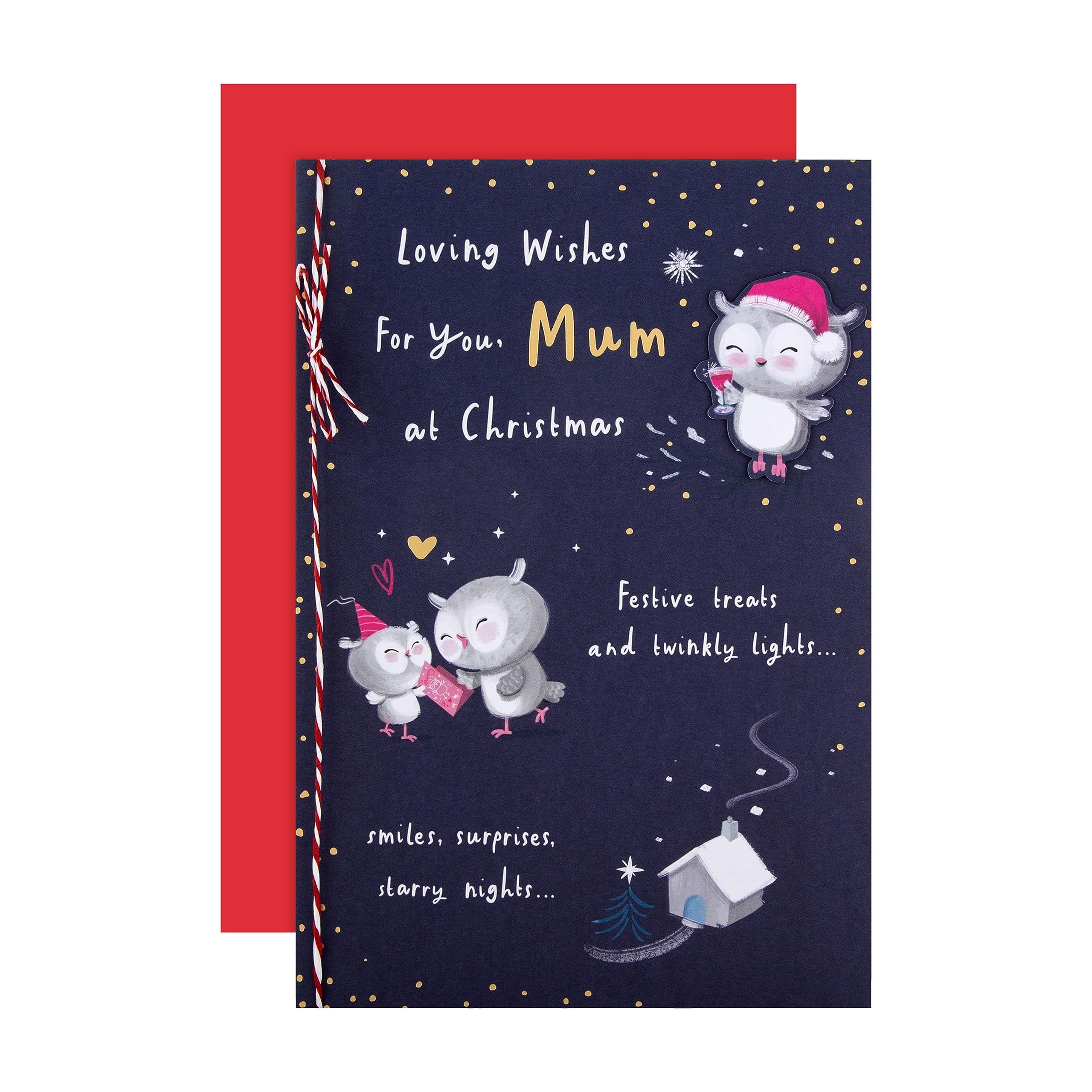 Hallmark Christmas Card for Mum - Cute Illustrated Owls Design
