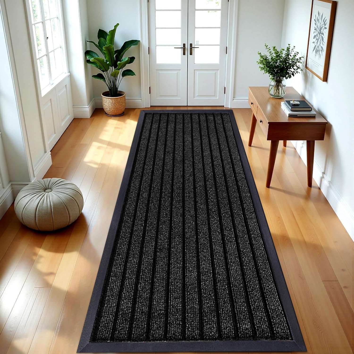 B&B Rubber Door Mats Outdoor Heavy Duty Waterproof Pvc Backing Non Slip Muddy Paws Dirt Grabber Barrier Washable Door Mat For Front Entrance Welcome Matt (80 x 300 cm - X Large Runner, Black)