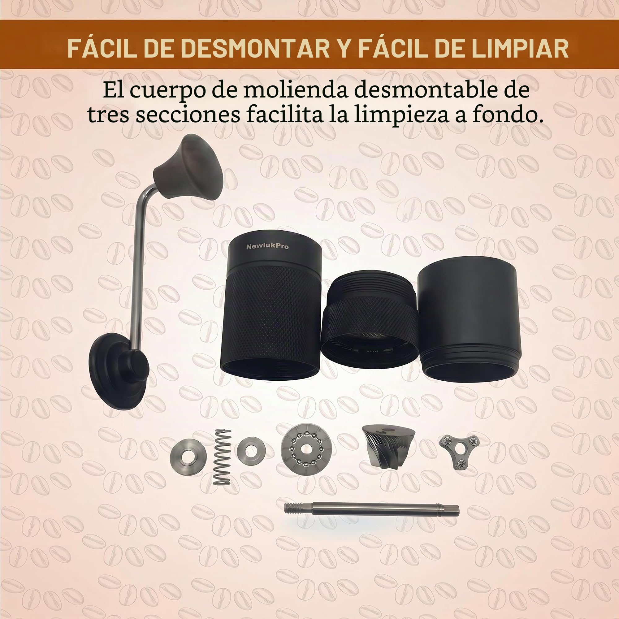 Molino Manual de Café Newlukpro M6 - Capacidad 25g, Núcleo de Molienda Hexagonal Afilado, Portátil para Café Concentrado