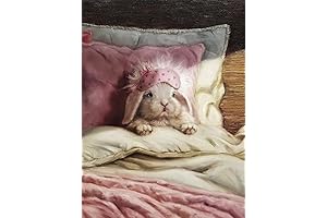 GenYihu Lop Eared White Rabbit Cute Bunny Funny Whimsical Animal Art Print Poster Bunny Picture