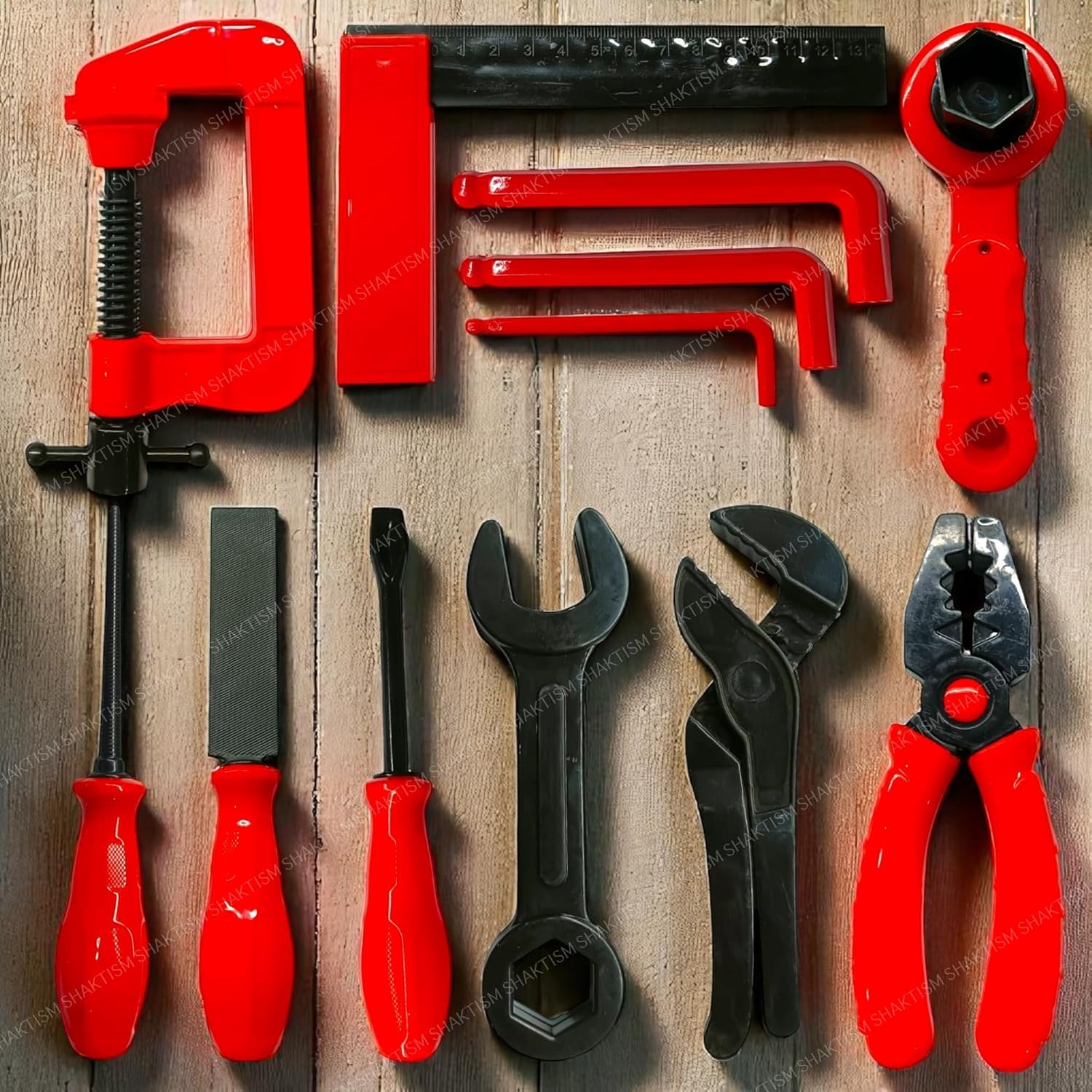 12 Pcs Tool Kit Pretend Play Toy Engineer Workshop Role Play Toys for 3+ Years Old Kids Random Colour 1