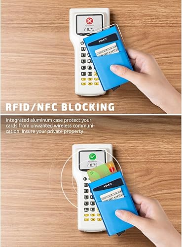 Miniatura 3 de VULKIT Card Holder with Money Pocket Pop Up Wallet RFID Blocking Slim Metal Bank Card Case Holds 5 Cards and Notes