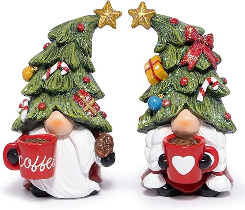 Hodao Figuras de elfo de Navidad con sombreros de árbol, decoración de mesa de café de elfos, acogedores detalles festivos de decoración del hogar
