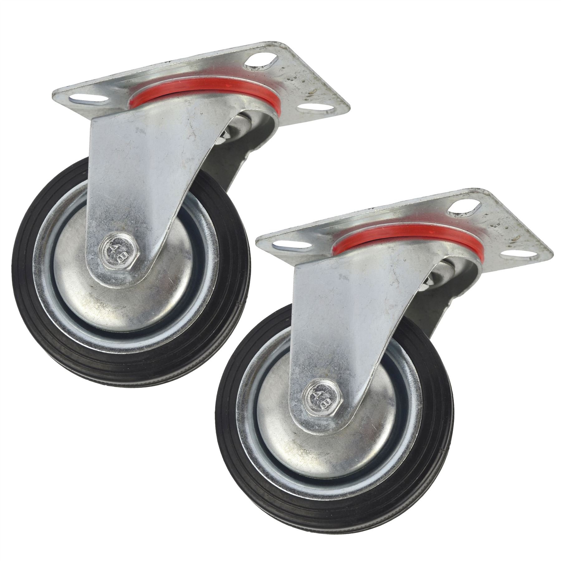 3" (75mm) Rubber Swivel Castor Wheels Trolley Furniture Caster (2 Pack) CST02