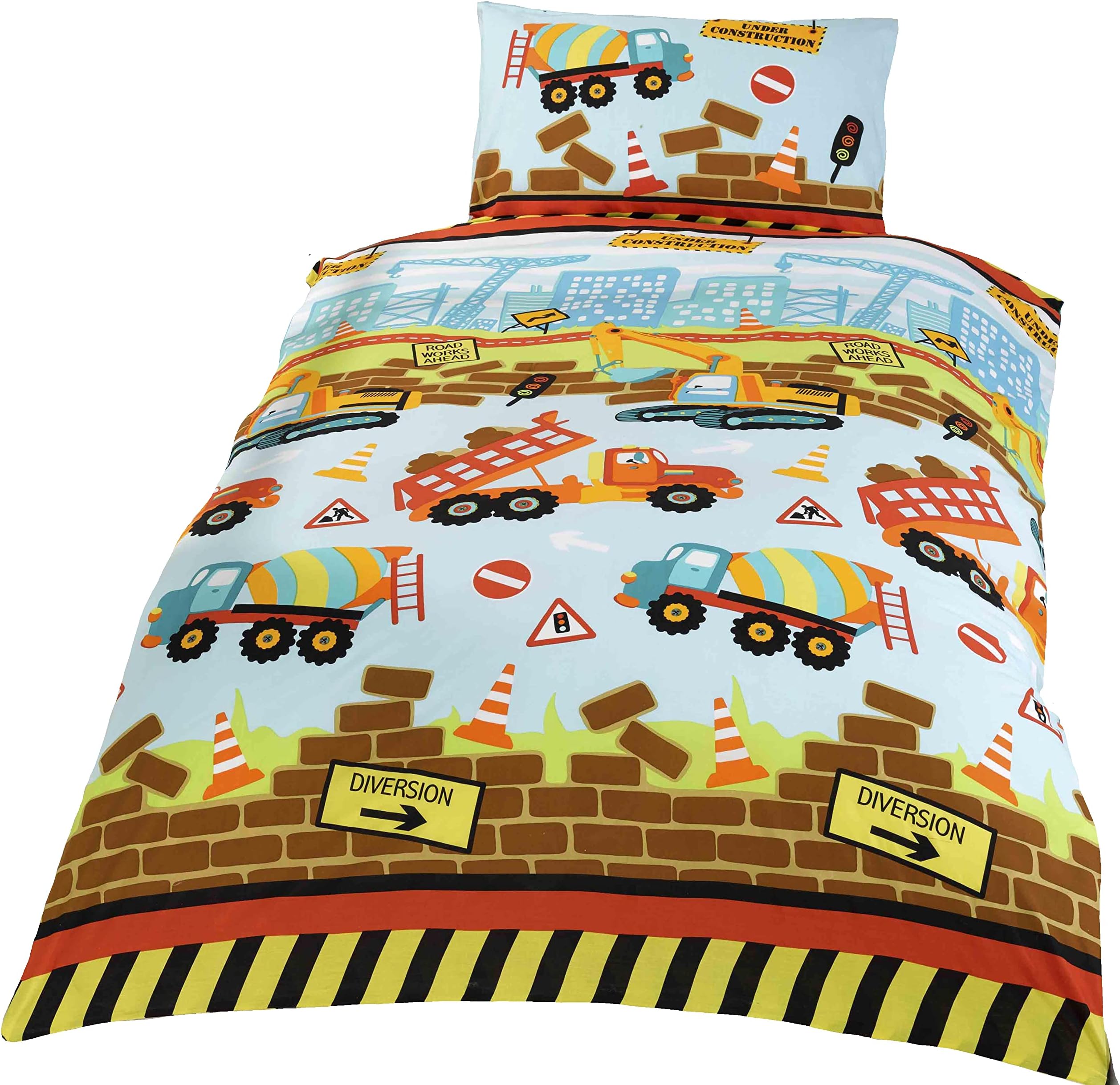 Under Construction Double Bedding Set - Diggers and Trucks