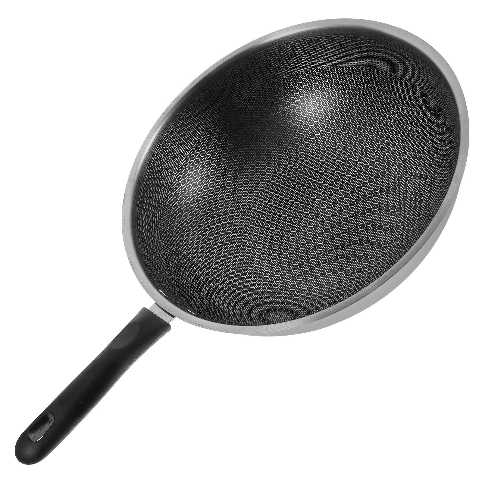 Baluue Padella in Acciaio Inox 32 Cm Fondo a Nido D'ape Antiaderente, Manico in Bachelite Antiscivolo, Padella Domestica per Uova Fritte e Cucina Quotidiana