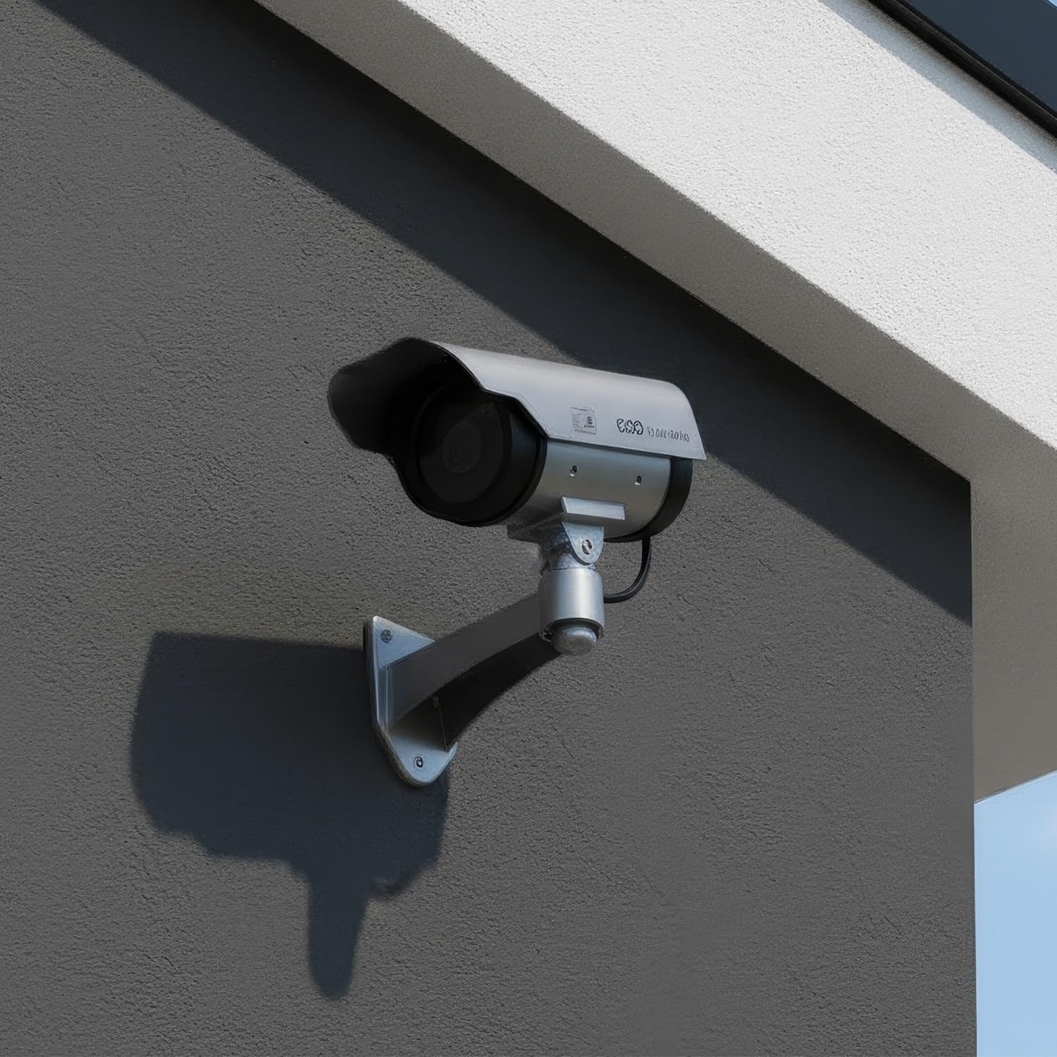 Maclean 4-Pack Realistyczny Solarny Atrapa Kamery Bezpieczeństwa z Migającą Diodą LED – Wodoodporny Model Atrapy Kamery CCTV Do Użytku Wewnątrz i Na Zewnątrz, Łatwa Instalacja