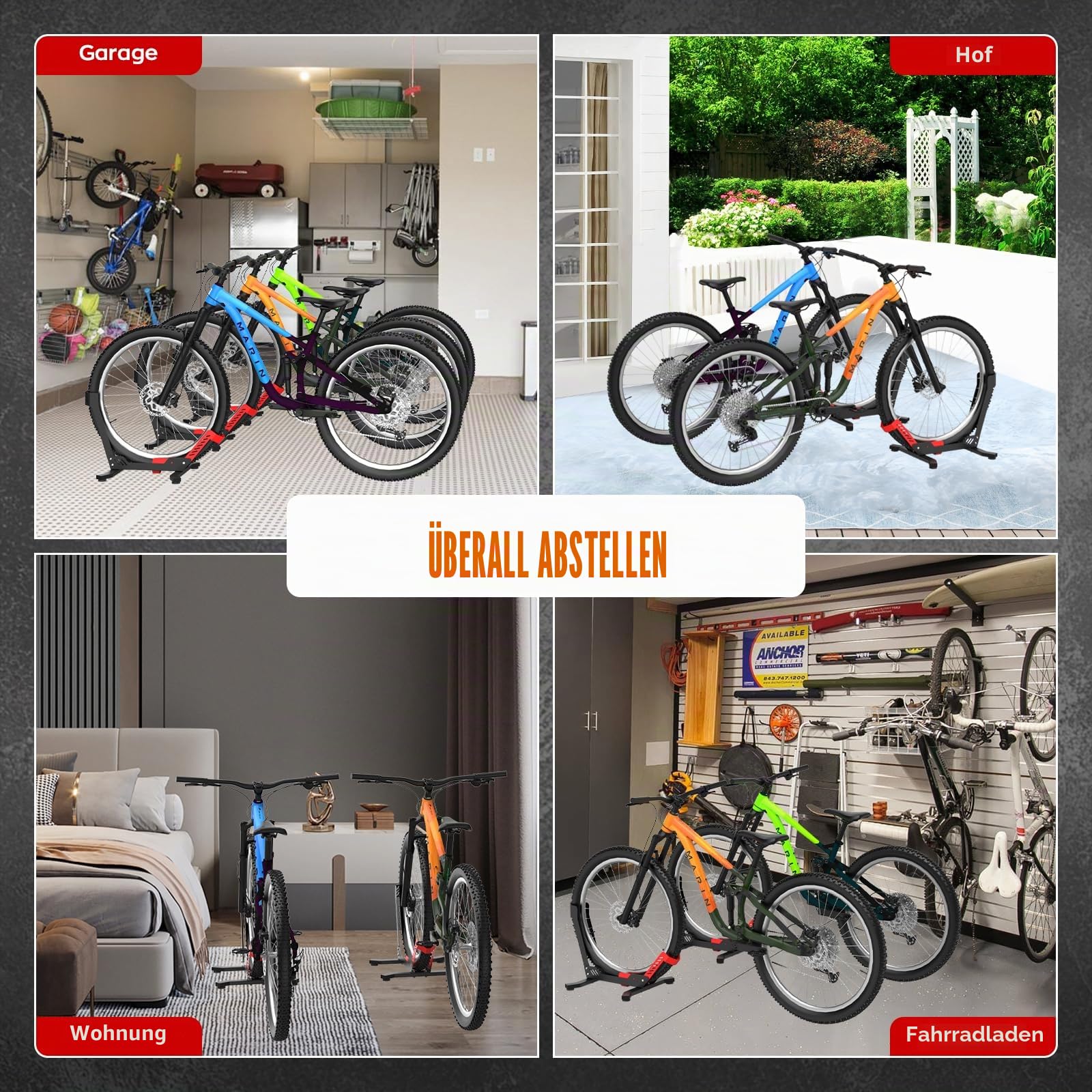 IMAYCC Professional Fahrradständer für 26-29 Zoll Mountainbike E-bike Rennrad MBT Boden für die Aufbewahrung innen & außen - Zuhause, Garage & Garten