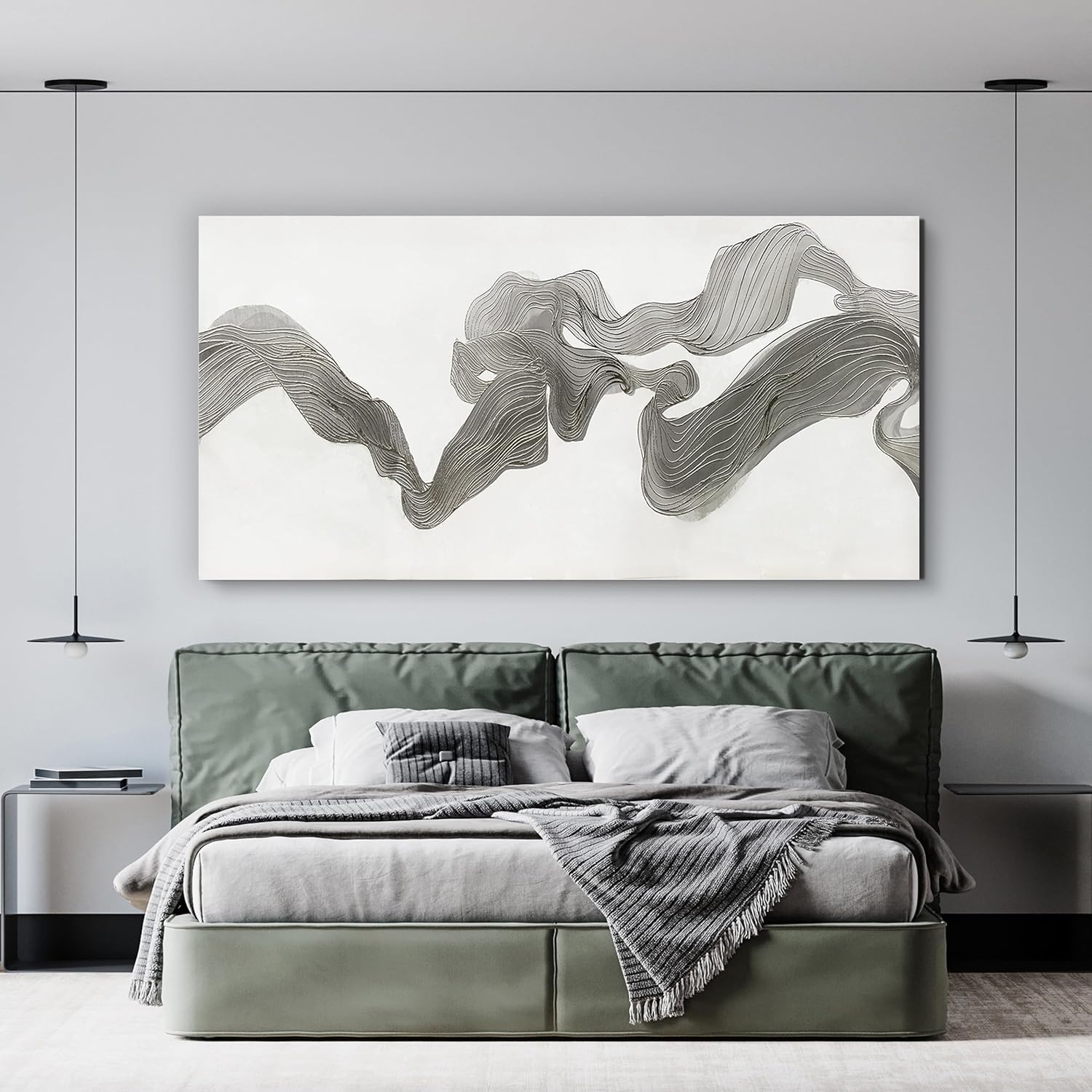 Abstract Wall Art Decor Large Modern Wall Art Decorations Wall Art Pictures for Living Room Abstract Canvas Art Wall Decor Gray White Wall Art Prints Artwork for Walls Bedroom Office Decor 24" X 48"
