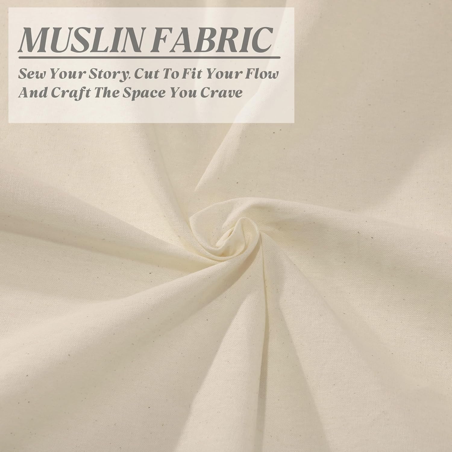 Cotton Muslin Fabric by The Yard, Light Weight Cotton Unbleached Draping Fabrics for Sewing,Embroidery,Crafts DIY,Pattern Making,Nature White (Nature White 37 inch Wide, 1 Yard)