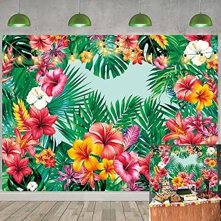 Tropical Palm Leaves Backdrop Floral Leaves Summer Jungle Hawaiian Luau Party Photography Background Aloha Theme Wedding Baby Shower Birthday Party Decorations Banner Photo Booth Props (7x5FT)