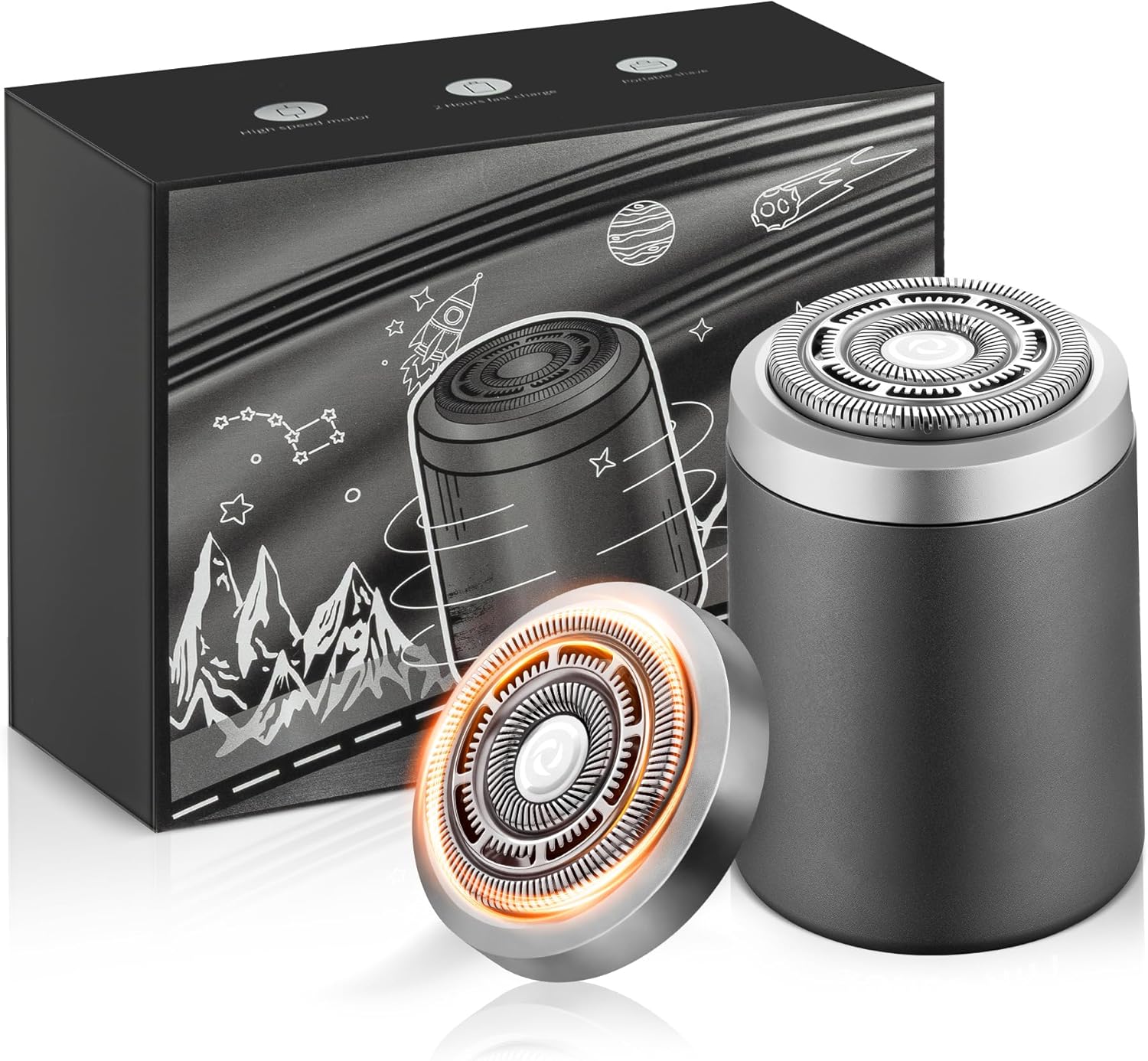 Premium Titanium Mini Shaver for Men - IPX7 Waterproof Electric Razor with Floating Foil System, USB-C Fast Charge, 90-Day Battery - Compact Travel Shaver for Sensitive Skin & Precision Grooming