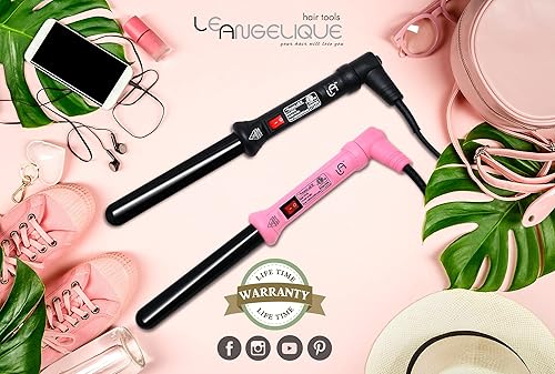Miniatura 4 de Le Angelique Varita rizadora de cerámica de 1 pulgada para olas de playa rizos cortos y largos rizador profesional sin clip de 0984in con guante y 2
