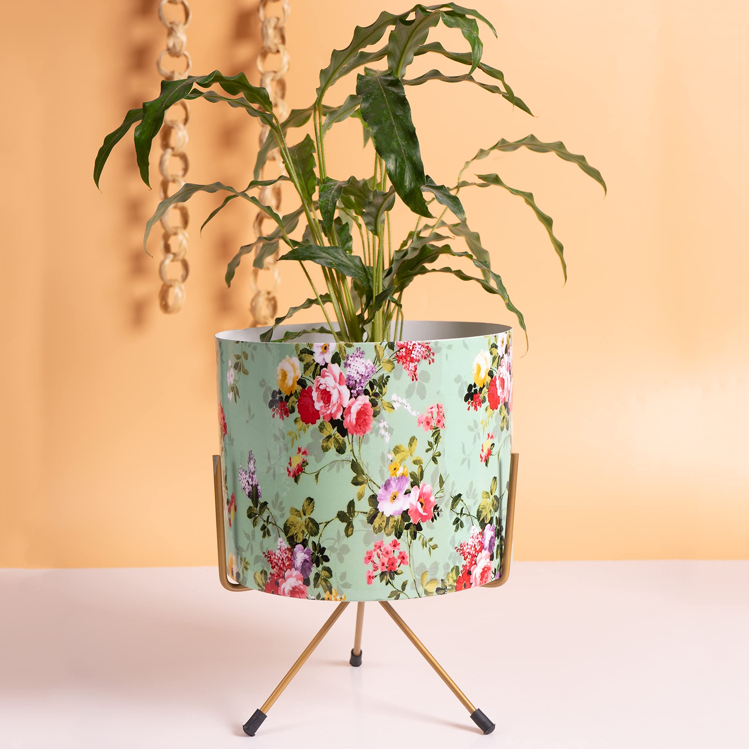Kyari.co Indoor Iron Plant Pots with Stand, Decorative Pots for Indoor Plants for Living Room, Balcony and Garden - Design1 (B09SLX64FJ) Amazon Price History, Amazon Price Tracker