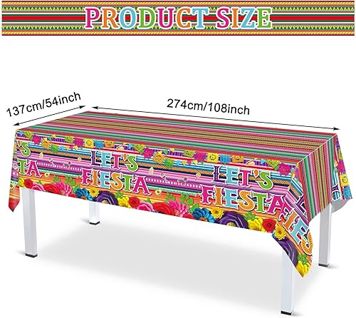 Miniatura 2 de Mantel de fiesta temática mexicana, 3 piezas, manteles mexicanos para fiesta de Cinco de Mayo, manteles de fiesta de taco, suministros de fiesta