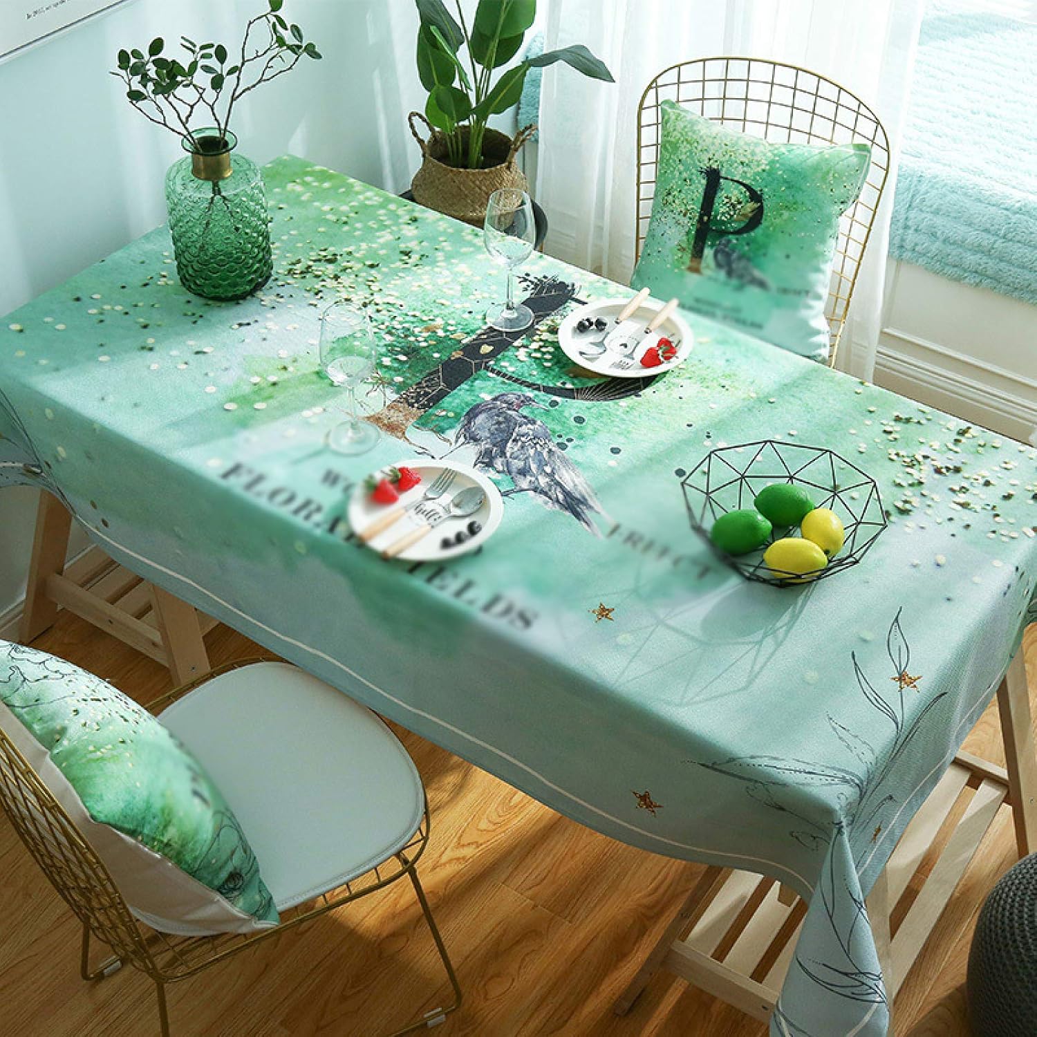 家庭用の綿とリネンのテーブルクロス防水、耐油性、滑り止め、防塵のテーブルクロスは、キッチンのダイニングテーブルとティーテーブルの装飾