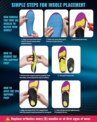 Miniatura 8 de Plantillas de soporte de arco para fascitis plantar insertos de soporte de arco resistentes para mujeres y hombres más de 220 libras - Arco de talón