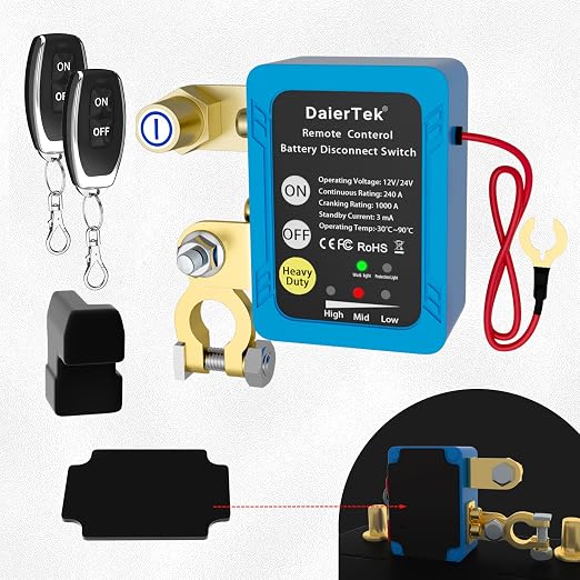 DaierTek Remote Battery Disconnect Switch 12V/24V 240A Kill Switch Automotive
