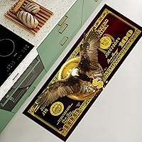 Vista 2 de Alfombra fresca de águila calva, color rojo oscuro y dorado, alfombra de 100 dólares, alfombra de pasillo para lavandería, cocina, alfombras