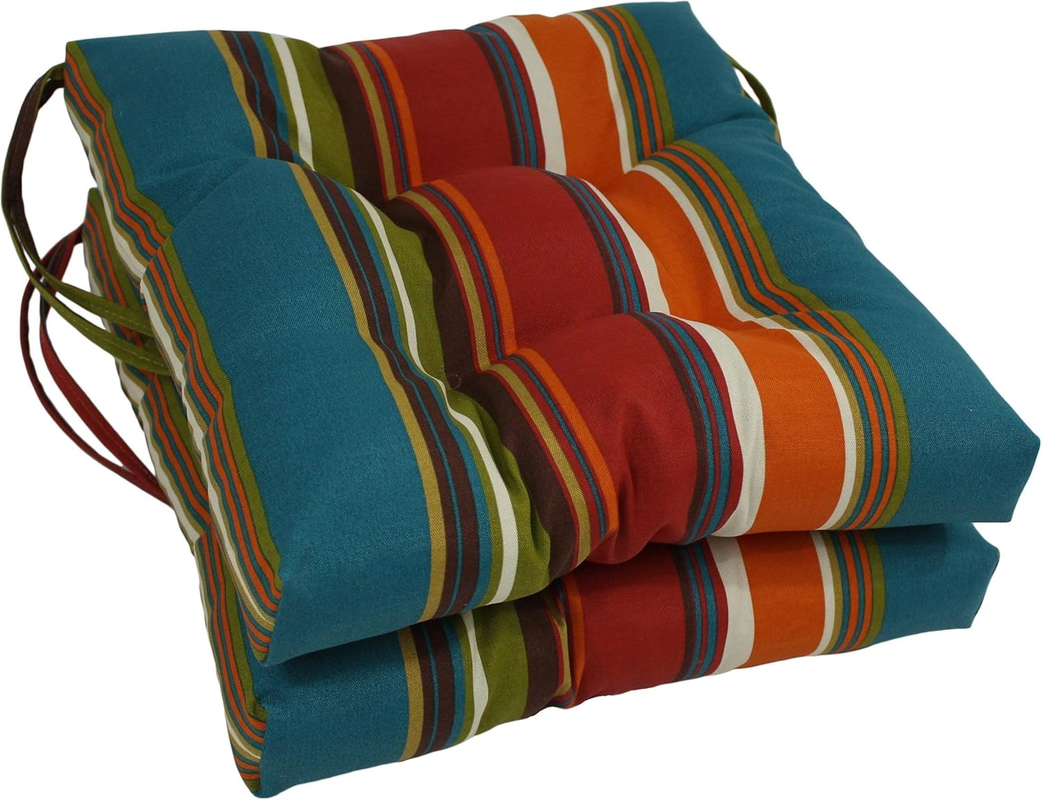 Blazing Needles 16-inch Square Tufted Outdoor Chair Cushion, 16 x 16, alfinia Fresco 2 Count