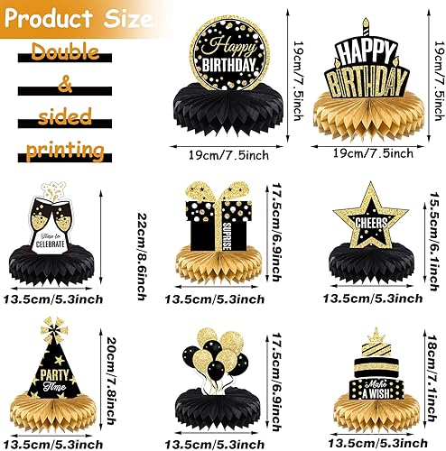 Miniatura 2 de 8 piezas de decoración de fiesta de feliz cumpleaños, centros de mesa de panal de abeja, decoración de mesa para recuerdos de fiesta, accesorios de