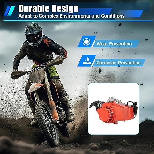 Miniatura 6 de Motor de arranque de aluminio de 49 CC 50 CC de 2 tiempos para Pocket Pit Dirt Bike y Mini Quad y ATV Scooter y bicicleta, piñón de 14 dientes apto
