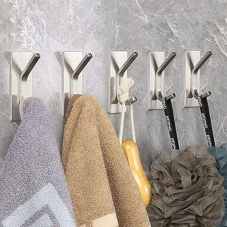 GlazieVault Self Adhesive Hooks 5 Packs: Versatile Stick-On Wall Hooks for Effortless Organization