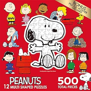 LPF Peanuts Multi-Shaped Featuring Snoopy & The Gang 500 Piece Jigsaw Puzzle, Multi-Colored (0079ZZAH)