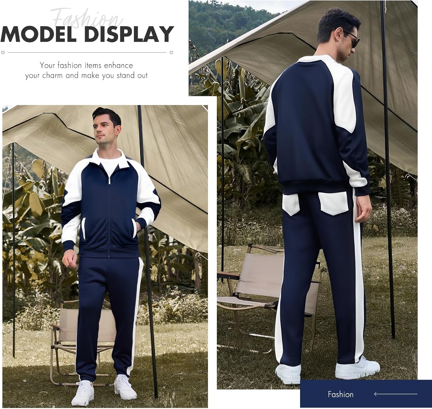 Hooteria Men's Track Suits Sets Long Sleeve Full-zip Sweatsuit Athletic Jogging Gym 2 Piece Outfit - Image 5