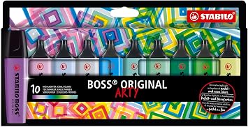 STABILO BOSS ORIGINAL ARTY - Highlighter - Pack of 10 - 10 Different Cool Colors