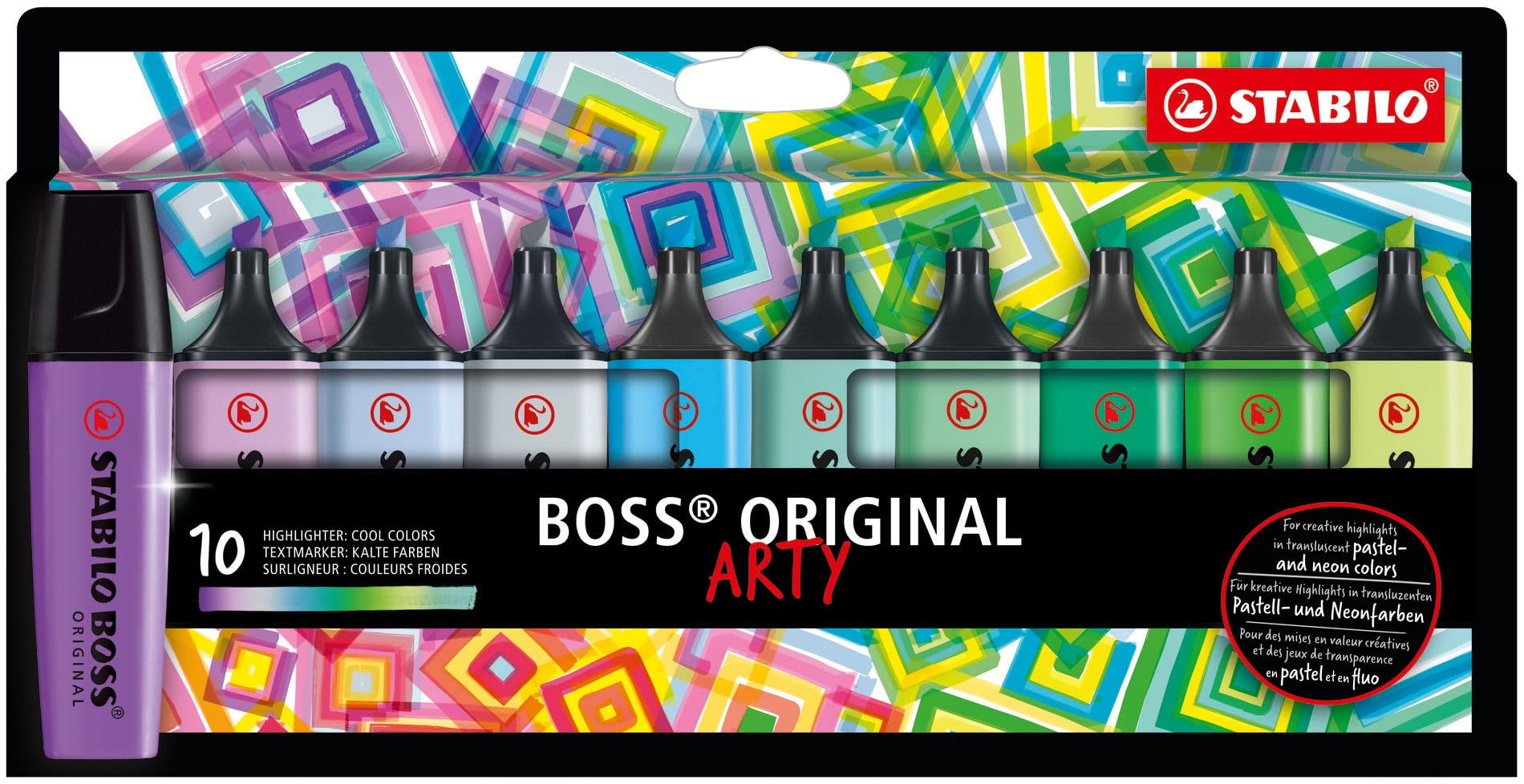 STABILO BOSS ORIGINAL - Highlighter - ARTY - Pack of 10 - Cool Colours