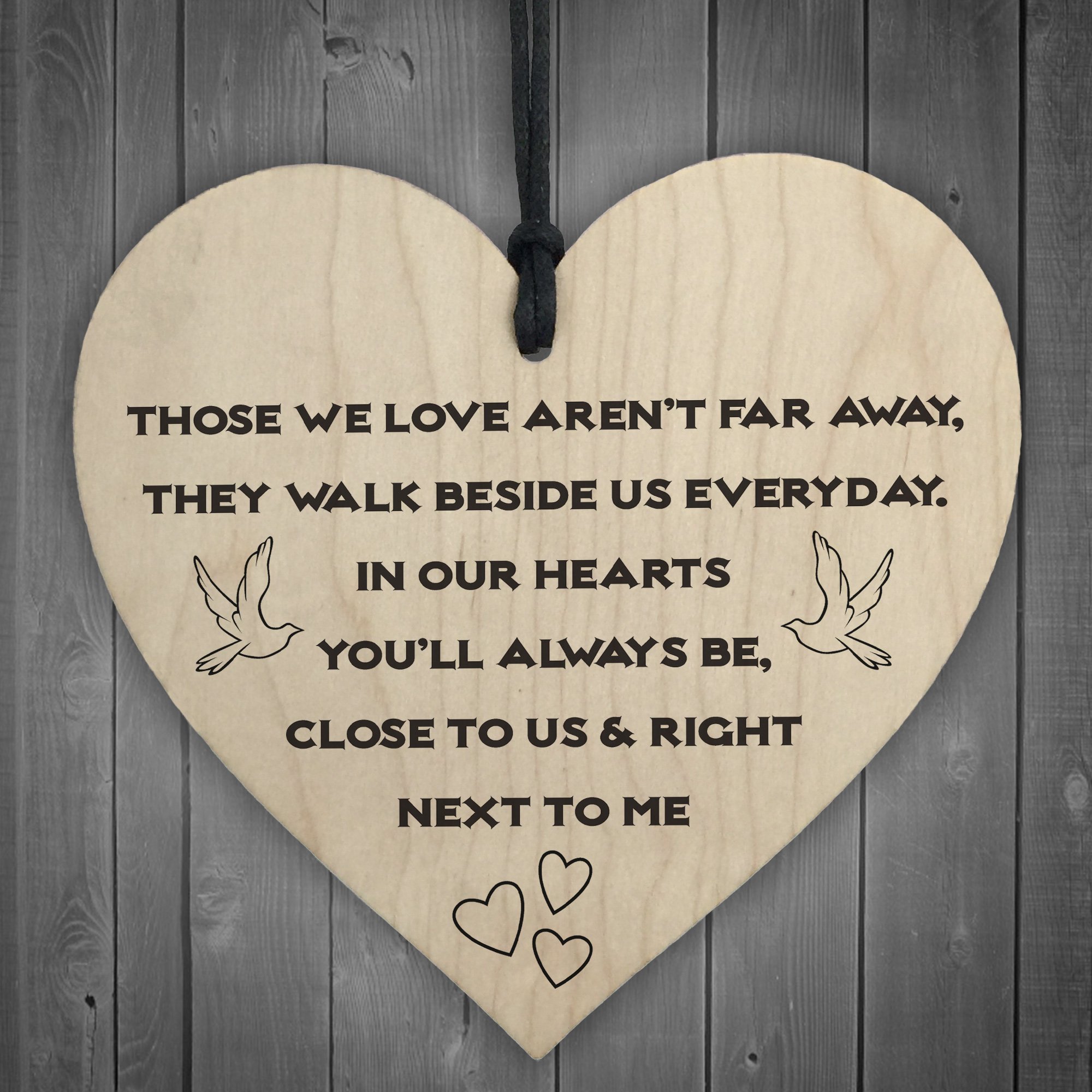 Red Ocean You'll Always Be Next To Me Wooden Hanging Heart Plaque Memorial Love Gift Sign